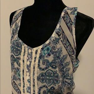 Eyelash Couture Semi Sheer Blue and Lace Blouse
